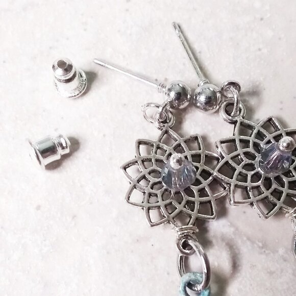 Coastal ~ Beach ~ Island Living! Patina Painted Starfish ~ Sea Star ~ Earrings#3 - Picture 7 of 7